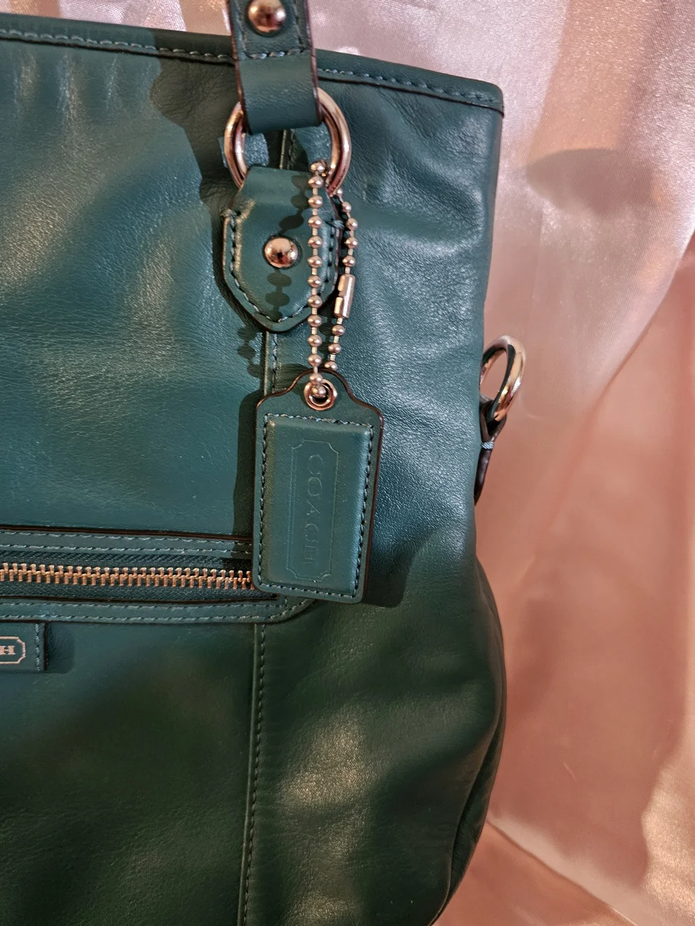 Coach Daisy Teal Leather Shoulder Bag & Matching Wallet Set Mint